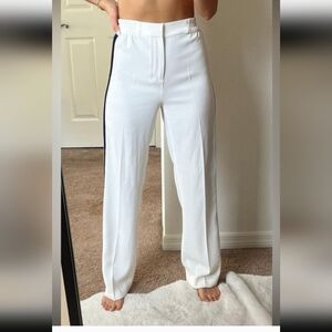 Zara White Pants with Black Stripes